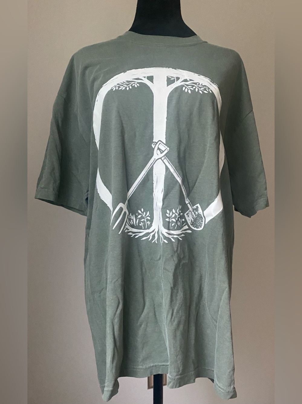 Comfort Colors Green Peace Sign Gardening T Shirt Unisex L